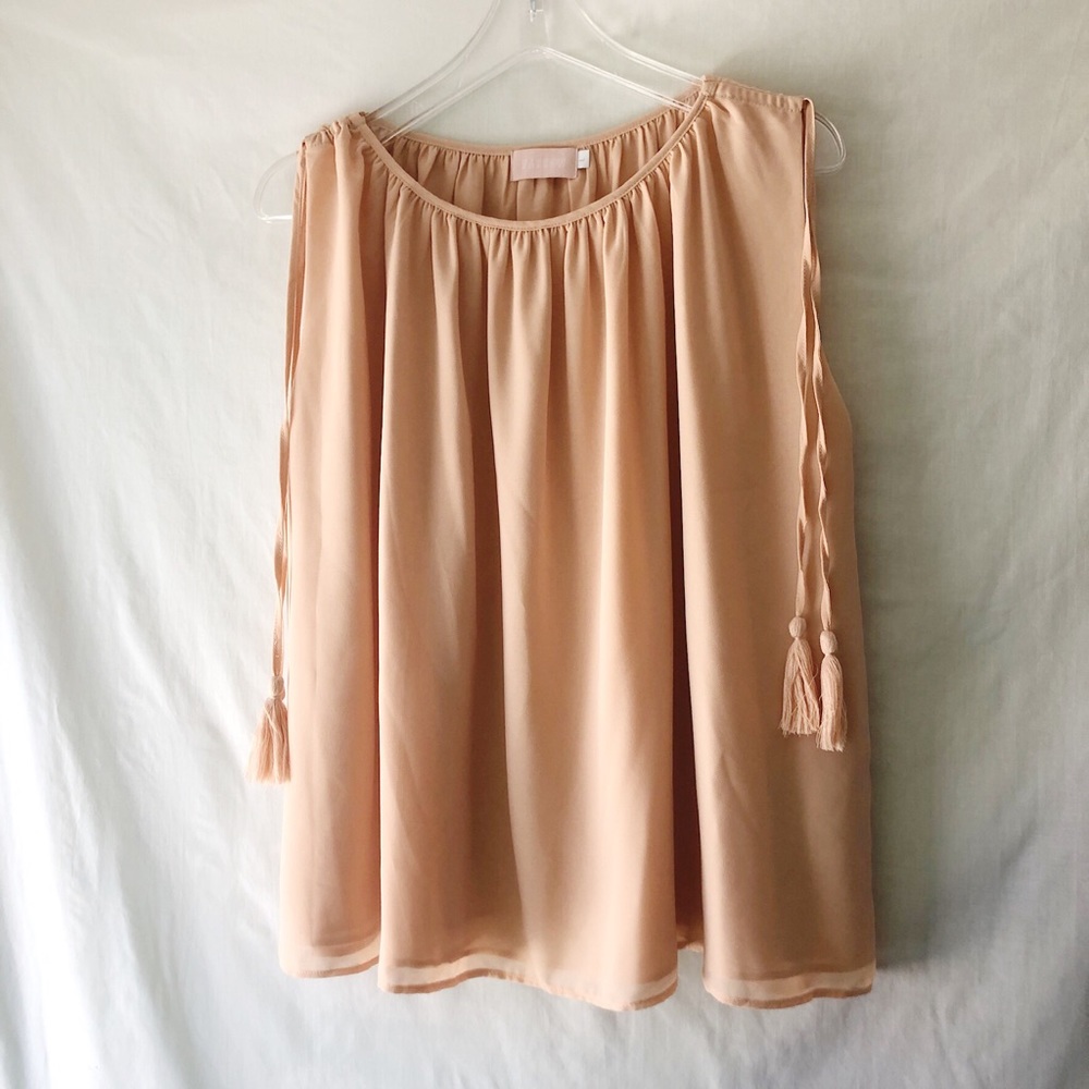 Farrow Sheer Sleeveless Blouse with Tassels